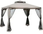 Outsunny Gartenpavillon Pavillon Gartenzelt mit 4 Seitenw&auml;nden 3 x 3 m Grau -...