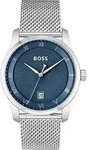 BOSS Herrenuhr 1514115 Quarz Analog Edelstahl blaues Zifferblatt Kalender 30m