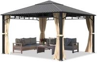 Gartenpavillon 4x4 m Stahldach Hardtop, 4 Seitenteile in Champagner, Pfosten...