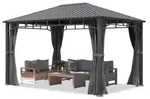 Gartenpavillon 3x4 m Stahldach Hardtop 4 Seitenteile in Grau, Pfosten 9x9 cm
