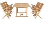 vidaXL 7-tlg. Garten-Essgruppe 150-200 x 100 x 75 cm Massivholz Teak - Braun
