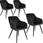tectake&reg; Esszimmerstuhl Marilyn gepolstert, in Samtoptik 58 x 62 x 82 cm - Schwarz