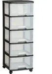 Keter Regal auf Rollen mit 5x 20L ausziehbaren Schubladen, 39x37x100 cm (BxTxH) -