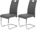 Hela Tische, 2er Set Esszimmerstuhl Freischwinger Flora - Bezug Kunstleder Grau...