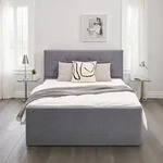 Homestyle4u 1915, Polsterbett 140x200 Grau Doppelbett Bettgestell Mit...