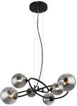 Globo Lighting H&auml;ngeleuchte Metall schwarz matt, Glas rauchfarben, Kabel PVC