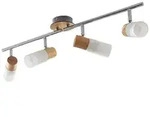 Lindby Deckenstrahler Christoph, 68 cm, 4-flg., Holz, Glas - Hellbraun