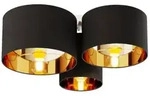 Lindby Deckenleuchte Laurenz, 3-flg., schwarz/gold, Textil - Schwarz