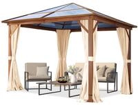 Gartenpavillon 3x3 m Holzoptik, ca 8 mm Polycarbonat-Dach, 4 Seitenteile in