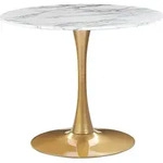 BELIANI Esszimmertisch Wei&szlig; / Gold Marmor Optik Rund 90 cm MDF-Platte Metall Modern