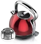 Arendo Wasserkocher mit Temperatureinstellung, 1,7 l, 2200 W, Edelstahl Retro...