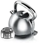 Arendo Wasserkocher mit Temperatureinstellung, 1,7 l, 2200 W, Edelstahl Retro...