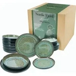 CreaTable, 21557, Nordic Fjord Green, Tellerset 18-tlg, Steinzeug - Gr&uuml;n