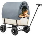 Miweba Holz Bollerwagen Canvas | Mit Dach abnehmbar - Handwagen - Gartenwagen -