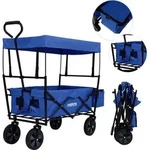 Arebos Bollerwagen mit Dach ECO, Blau, 850 mm, 450 mm, 270 mm, 11 kg - Blau