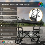 Miweba Bollerwagen MB-20 faltbar | Transportwagen mit Dach - Handwagen -