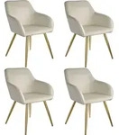 tectake&reg; Esszimmerstuhl Marilyn gepolstert, in Samtoptik 58 x 62 x 82 cm - Creme