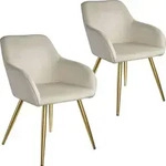 tectake&reg; Esszimmerstuhl Marilyn gepolstert, in Samtoptik 58 x 62 x 82 cm - Creme