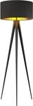 Lindby Stehlampe Benik, Tripod, Textil, schwarz/gold, 153cm