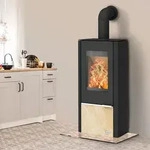 Fireplace Kingstone Kaminofen Stahl mit Sandsteineinsatz - Schwarz