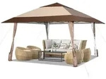 COSTWAY 4x4m Faltpavillon, Pop Up Pavillon mit Rollen, wasserdicht, UV-Schutz - Braun