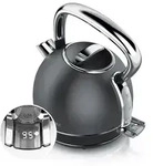 Arendo Wasserkocher mit Temperatureinstellung, 1,7 l, 2200 W, Edelstahl Retro...