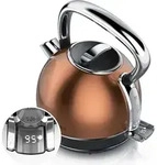 Arendo Wasserkocher mit Temperatureinstellung, 1,7 l, 2200 W, Edelstahl Retro...
