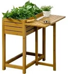 Outsunny Hochbeet Blumenkasten Kr&auml;uterbeet mit klappbarer Tischplatte f&uuml;r Garten -