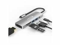 USB-C Hub - 6 in 1 HDMI,2x Kartenleser, 2x USB A, USB C