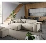 DELIFE Ecksofa Sirpio 230x155 cm Cord Beige Recamiere variabel mit Hocker - Beige