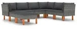vidaXL 8-tlg. Garten-Lounge-Set mit Kissen Poly Rattan Grau - Grau