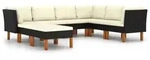 vidaXL 8-tlg. Garten-Lounge-Set mit Kissen Poly Rattan Schwarz - Schwarz