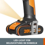 WORX WX370.1 Akku Schlagbohrschrauber 20V - 50Nm, 2-Gang-Getriebe & LED-Licht -...