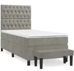 vidaXL Boxspringbett mit Matratze Hellgrau 100x200 cm Samt - Grau