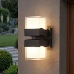 LED Au&szlig;enleuchte Up Down IP54 Schwarz eckig Modern Haus Eingang Garten Wandlampe -