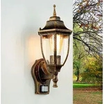 Wandleuchte au&szlig;en mit Bewegungsmelder IP44 E27 Kupfer Glas Aluminium Rustikal Hof