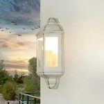 Au&szlig;enwandlampe Garten Hof IP44 Wei&szlig;-Gold E27 Glas Aluminium Maritim...
