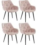 CLP 4er Set Stuhl Tanna Samt Gesteppt pink - Violett