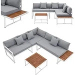 Juskys Gartenm&ouml;bel Lounge St. Tropez f&uuml;r 4 Personen - Tisch, Sofa & Kissen - Set