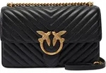 PINKO Umh&auml;ngetasche Love One Classic DC Sheep Nappa Chevron Black - Antique Gold