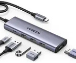 UGREEN Revodok 5-in-1 4K HDMI USB-C Hub mit 3x USB-A 3.0 - Silber