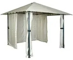 Terrassenunderstand, Gartenpavillon, 3x3m, &Uuml;berdachung mit Seitenwand, cremefarben -