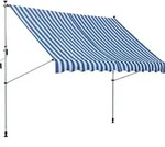 Outsunny Markise Klemmmarkise Faltarm Handkurbel Balkon 3x1,5m Alu Blau - Blau