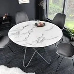 riess-ambiente Runder Esstisch ELLIPSE 120cm Marmor wei&szlig; Keramik Hairpin Legs