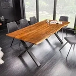 riess-ambiente Massivholz Esstisch MAMMUT NATURE 180cm Akazie Baumkante X-Gestell