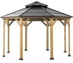 Sunjoy Zedernholz Gazebo / Pavillon 4x4 EGGI - 396cm x 396cm, anthrazit - Braun/Grau