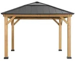 Sunjoy Zedernholz Gazebo / Pavillon 3x3 PIRIN - 336cm x 336cm, anthrazit - Braun/Grau