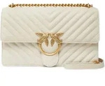 PINKO Umh&auml;ngetasche Love One Classic DC Sheep Nappa Chevron White - Antique Gold