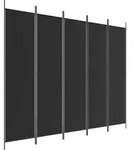 vidaXL 5-tlg. Paravent Schwarz 250x200 cm Stoff - Schwarz