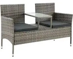 Juskys Polyrattan Gartenbank Monaco - 2-Sitzer Bank mit Tisch & Kissen - 133 × 63 × Juskys Polyrattan Gartenbank Monaco - 2-Sitzer Bank mit Tisch & Kissen - 133 × 63 ×